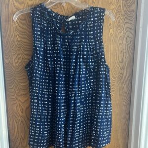 a.n.a Navy and White Sleeveless Blouse